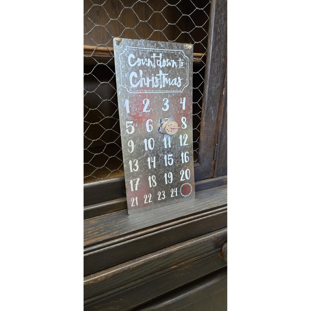 NEW Galvanized Countdown to Christmas Magnet Snowman Hanging Rustic Farmhouse